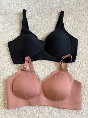 Seamless Wireless Maternity/Nursing Bras - Black & Dusty Rose